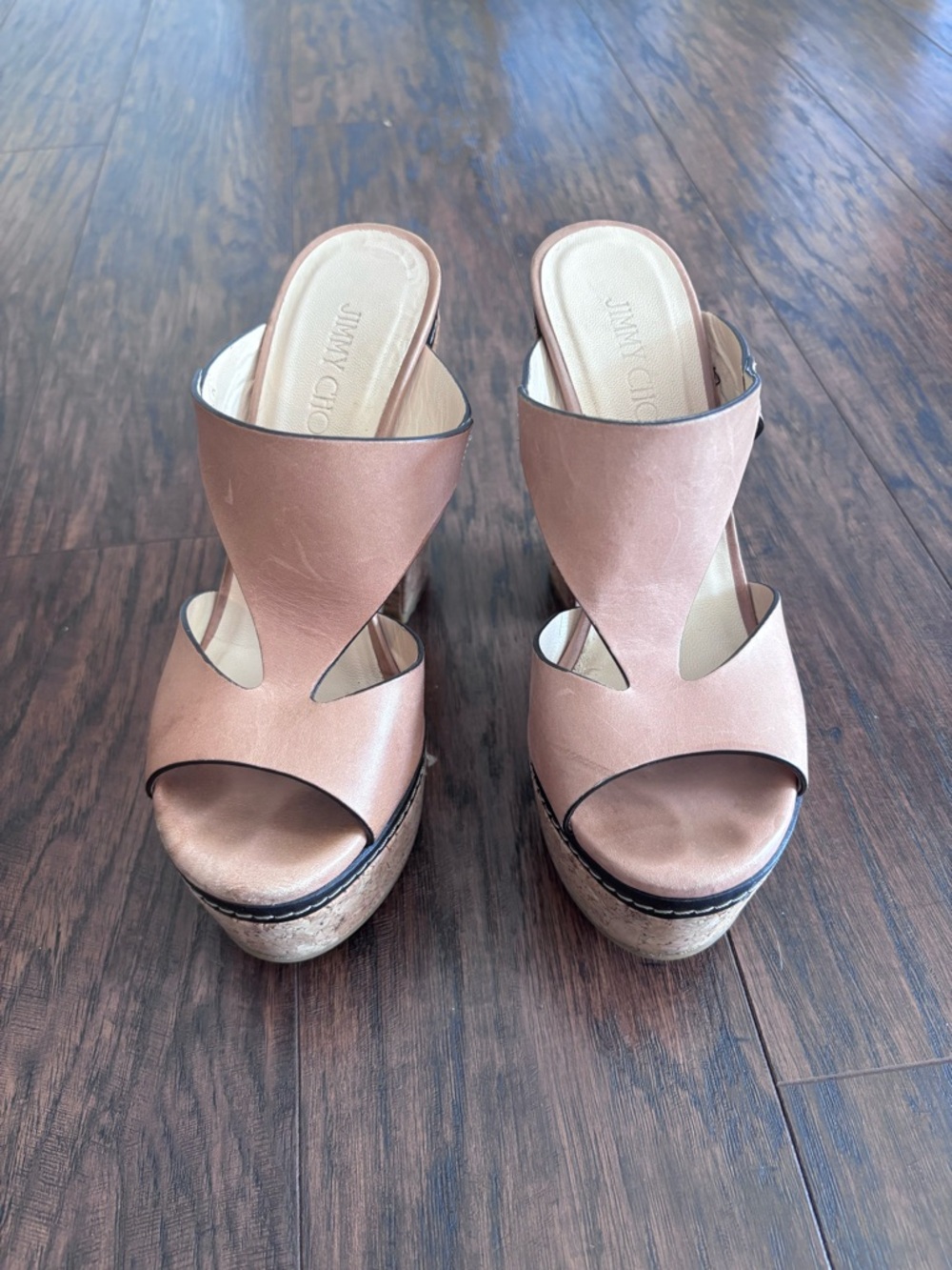 Jimmy Choo Leather Cork Platform Sandals